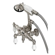 Vintage Wall Mounted Clawfoot Tub Filler with Built-In Diverter – Includes Hand Shower