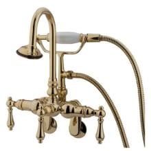 Vintage Wall Mounted Clawfoot Tub Filler with Built-In Diverter - Includes Hand Shower