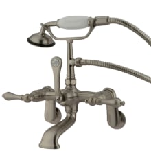 Vintage Wall Mounted Clawfoot Tub Filler with Personal Hand Shower and Metal Lever Handles