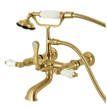 Vintage Wall Mounted Tub Filler with Built-In Diverter - Includes Hand Shower