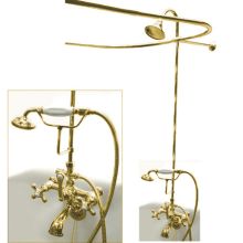 Vintage Leg Tub Kit with Faucet Body, Metal Cross Handles, Personal Hand Shower, Shower Ring, Shower Head, Drain and Overflow