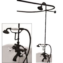 Vintage Shower System with Shower Head, Hand Shower, Shower Arm, and Hose – Less Rough-In Valve