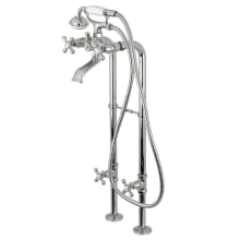 Kingston Floor Mounted Clawfoot Tub Filler with Built-In Diverter - Includes Hand Shower and Supply Lines