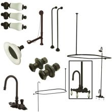 Vintage Leg Tub Kit with Faucet Body, Porcelain Lever Handles, Shower Ring, Shower Head, Drain and Overflow