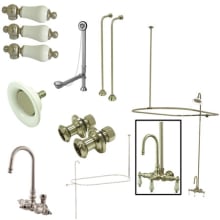 Vintage Leg Tub Kit with Faucet Body, Porcelain Lever Handles, Shower Ring, Shower Head, Drain and Overflow