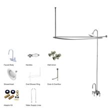 Vintage Leg Tub Kit with Faucet Body, Porcelain Lever Handles, Personal Hand Shower, Shower Ring, Shower Head, Drain and Overflow
