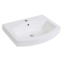 Inflection 24" Ceramic Semi-Recessed Bathroom Sink with Overflow and Single Faucet Hole