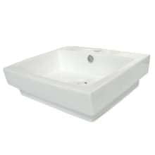Plaza 24" Rectangular Vitreous China Vessel Bathroom Sink with Overflow and Single Faucet Hole