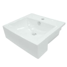 Concord 21-1/4" Square Ceramic Vessel Bathroom Sink with Overflow and Single Faucet Hole