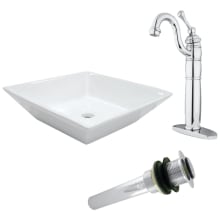 Perfection 16-9/16" Ceramic Vessel Bathroom Sink with 1.2 GPM Deck Mounted Bathroom Faucet and Pop-Up Drain Assembly