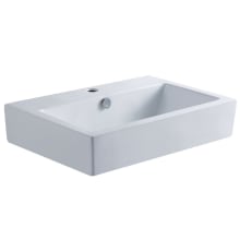 Clearwater 23-5/8" Rectangular Ceramic Vessel Bathroom Sink with Single Faucet Hole