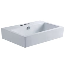 Clearwater 23-5/8" Rectangular Ceramic Vessel Bathroom Sink with 3 Faucet Holes at 4" Centers