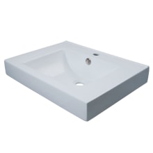 Mission 23-5/8" Rectangular Ceramic Vessel Bathroom Sink with Overflow and Single Faucet Hole