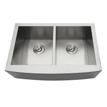 Uptowne 30" Farmhouse Double Basin Stainless Steel Kitchen Sink with Basket Strainers