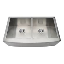 Uptowne 33" Farmhouse Double Basin Stainless Steel Kitchen Sink with Basket Strainers