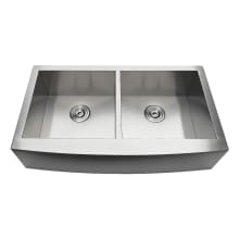 Uptowne 36" Farmhouse Double Basin Stainless Steel Kitchen Sink with Basket Strainers