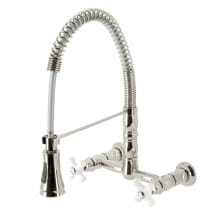 Heritage 1.8 GPM Wall Mounted Widespread Bridge Pull Down Kitchen Faucet