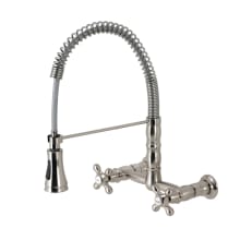 Heritage 1.8 GPM Wall Mounted Widespread Bridge Pull Down Kitchen Faucet