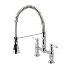 Heritage 1.8 GPM Deck Mounted Bridge Pull Down Double Handle Kitchen Faucet