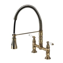 Heritage 1.8 GPM Deck Mounted Bridge Pull Down Double Handle Kitchen Faucet