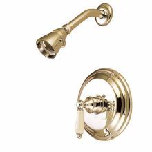 Vintage Shower Trim with Single Function Shower Head and Porcelain Lever Handle