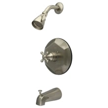 English Vintage Tub and Shower Trim with Single Function Shower Head and Metal Cross Handle