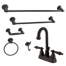 1.2 GPM Deck Mounted Centerset Bathroom Faucet with Bathroom Hardware Set, and Pop-Up Drain Assembly