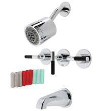 Kaiser Tub and Shower Trim Package with 3 Handles and 1.8 GPM Multi Function Shower Head