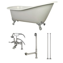 Aqua Eden 62" Free Standing Brass and Cast Iron Soaking Tub with Tub Filler, Reversible Drain, Drain Assembly, and Overflow