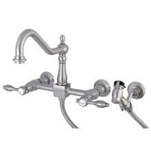 Tudor 1.8 GPM Widespread Bridge Kitchen Faucet - Includes Escutcheon and Side Spray