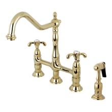 French Country 1.8 GPM Widespread Bridge Kitchen Faucet - Includes Escutcheon and Side Spray