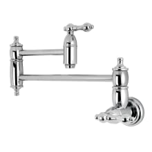 Restoration 3.8 GPM Wall Mounted Double Handle Pot Filler Faucet with Metal Lever Handles