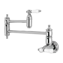 Bel-Air 3.8 GPM Wall Mounted Double Handle Pot Filler Faucet with Porcelain Lever Handles