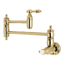 Tudor 3.8 GPM Wall Mounted Double Handle Pot Filler Faucet with Metal Lever Handles