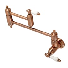 Restoration 3.8 GPM Wall Mounted Double Handle Pot Filler Faucet with Porcelain Lever Handles