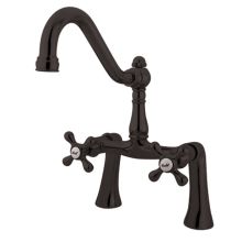 Restoration Deck Mounted Clawfoot Tub Filler with Metal Cross Handles