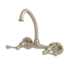 Kingston 4 GPM Wall Mounted Double Handle Laundry Faucet with Metal Handles