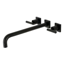 Manhattan Wall Mounted Roman Tub Filler with Square Escutcheons with 13-3/16" Spout Reach