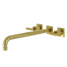 Manhattan Wall Mounted Roman Tub Filler with Square Escutcheons with 13-3/16" Spout Reach