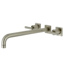 Manhattan Wall Mounted Roman Tub Filler with Square Escutcheons with 13-3/16" Spout Reach