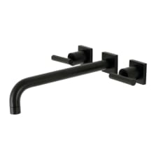Manhattan Wall Mounted Roman Tub Filler with Square Escutcheons with 11-3/16" Spout Reach