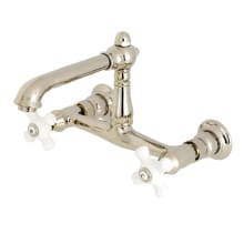 English Country 1.2 GPM Wall Mounted Bridge, Widespread Bathroom Faucet