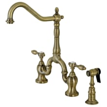 Tudor 1.8 GPM Deck Mounted Bridge Double Handle Kitchen Faucet - Includes Side Spray