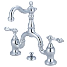 English Country 1.2 GPM Bridge, Widespread Bathroom Faucet with Pop-Up Drain Assembly