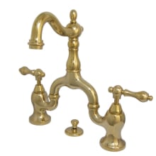 English Country 1.2 GPM Bridge, Widespread Bathroom Faucet with Pop-Up Drain Assembly