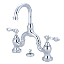 English Country 1.2 GPM Bridge, Widespread Bathroom Faucet with Pop-Up Drain Assembly