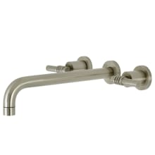 Milano Wall Mounted Roman Tub Filler with 11-3/16" Spout Reach and Round Escutcheons