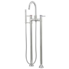 Concord Floor Mounted Clawfoot Tub Filler Trim with Metal Lever Handles - Includes Personal Hand Shower