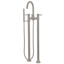 Concord Floor Mounted Clawfoot Tub Filler Trim with Metal Lever Handles - Includes Personal Hand Shower