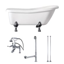 Aqua Eden 67" Free Standing Acrylic, Aluminum, and Brass Soaking Tub with Tub Filler, Reversible Drain, Drain Assembly, and Overflow